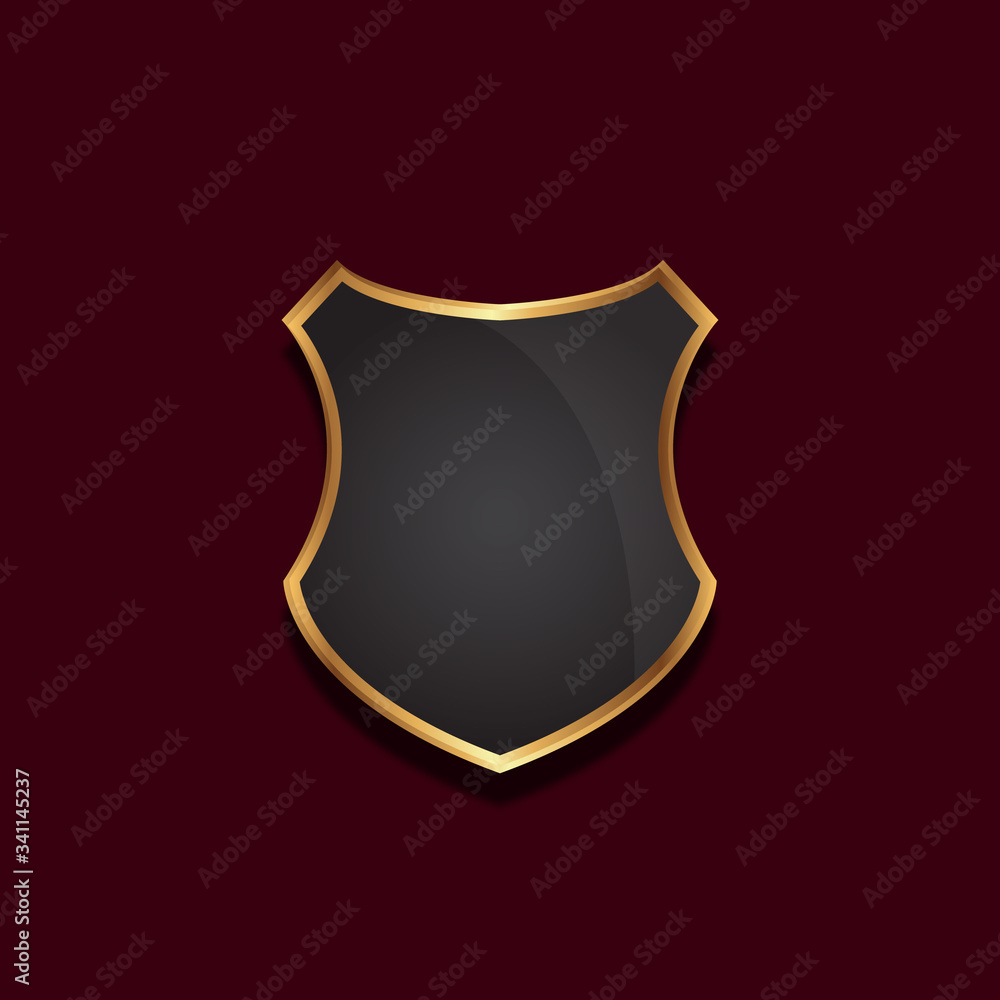Shield with golden frame. Vector illustration Shield with golden frame. Vector illustration