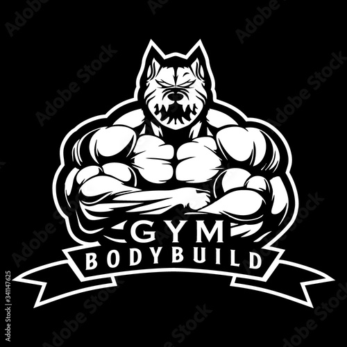 dog body builder logo template