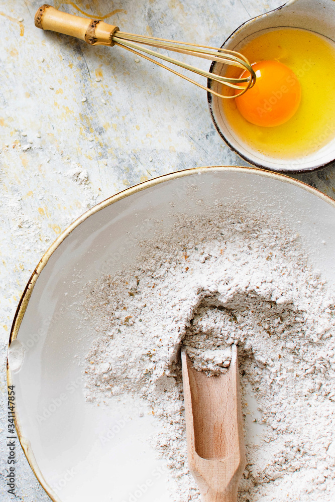 Baking ingredients flatlay Baking ingredients flatlay