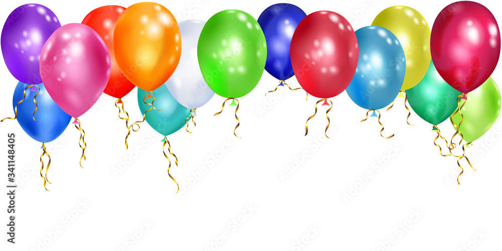 Illustration of colorful balloons with ribbons on white background Illustration of colorful balloons with ribbons on white background