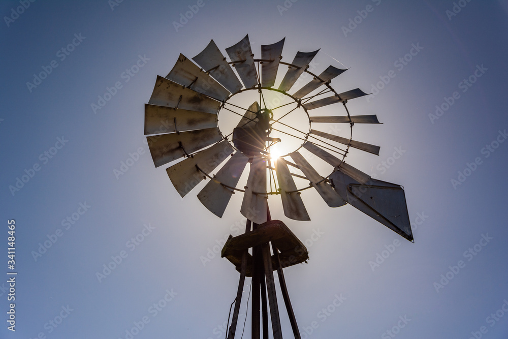windmill in the field to extract water