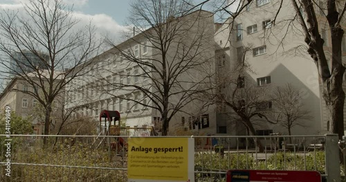 Shutdown in Vienna, Austria - tracking shot of blocked playground
