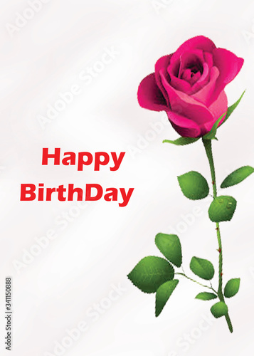 red rose with a card Card Happy Birthday