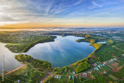 Aerial view of  To Nung lake or T’nung lake near  Pleiku city, Gia Lai provin...
