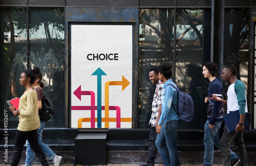 Group of people make a decision on their path