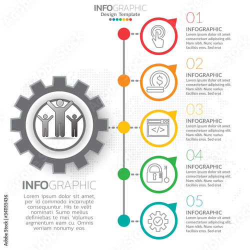 Infographic template with steps and process for your design.