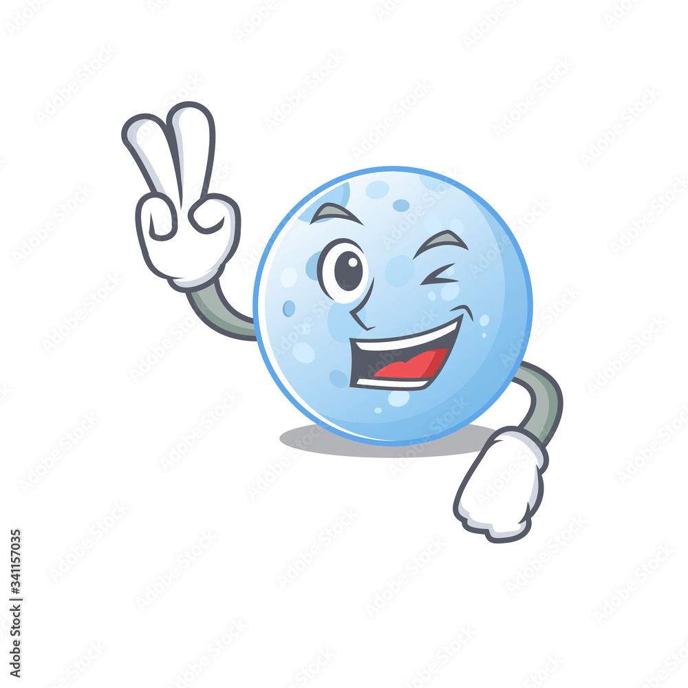Happy blue moon cartoon design concept with two fingers Happy blue moon cartoon design concept with two fingers