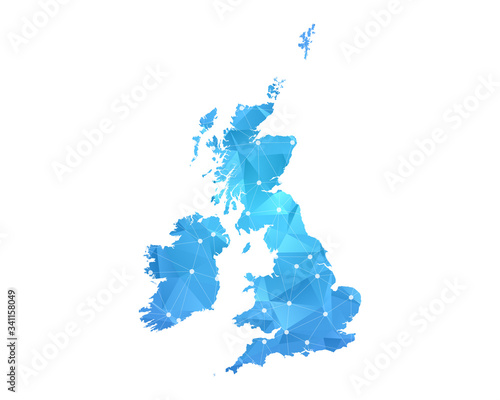 United kingdom Map  - Abstract geometric rumpled triangular low poly style gradient graphic on white background.