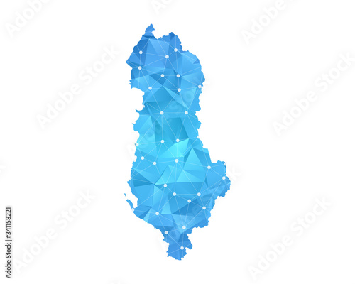 Albania Map - Abstract geometric rumpled triangular low poly style gradient graphic on white background , line dots polygonal design for your . Vector illustration eps 10.