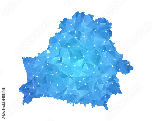 Belarus Map - Abstract geometric rumpled triangular low poly style gradient graphic on white background , line dots polygonal design for your . Vector illustration eps 10.