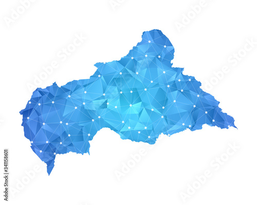 Central African republic Map - Abstract geometric rumpled triangular low poly style gradient graphic on white background , line dots polygonal design for your . Vector illustration eps 10.