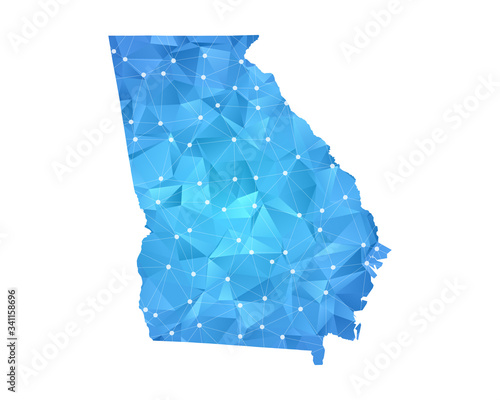 Georgia Map - Abstract geometric rumpled triangular low poly style gradient graphic on white background , line dots polygonal design for your . Vector illustration eps 10.