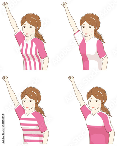 応援する女性　ユニフォームセット