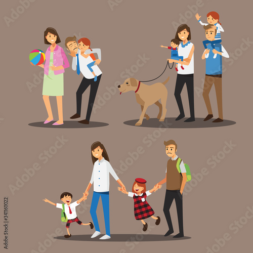 Happy family set ,Vector illustration cartoon character.