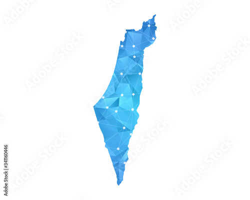 Israel Map - Abstract geometric rumpled triangular low poly style gradient graphic on white background , line dots polygonal design for your . Vector illustration eps 10.