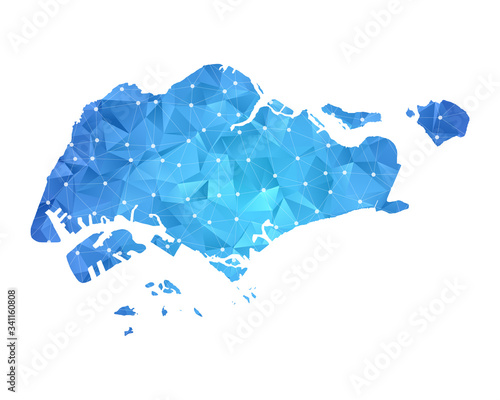 Singapore Map - Abstract geometric rumpled triangular low poly style gradient graphic on white background , line dots polygonal design for your . Vector illustration eps 10.