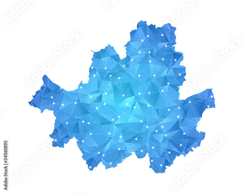 Seoul Map - Abstract geometric rumpled triangular low poly style gradient graphic on white background , line dots polygonal design for your . Vector illustration eps 10.