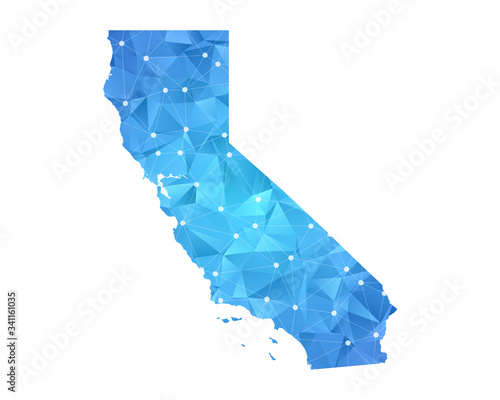 California Map - Abstract geometric rumpled triangular low poly style gradient graphic on white background , line dots polygonal design for your . Vector illustration eps 10.
