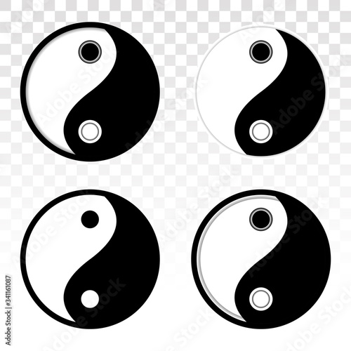 Ying yang or Yin yang balance vector flat icon for apps or website on a transparent background