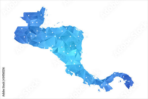 Central America Map - Abstract geometric rumpled triangular low poly style gradient graphic on white background , line dots polygonal design for your . Vector illustration eps 10