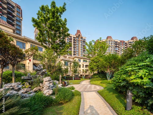  Chinese modern high-rise residential and garden landscape 