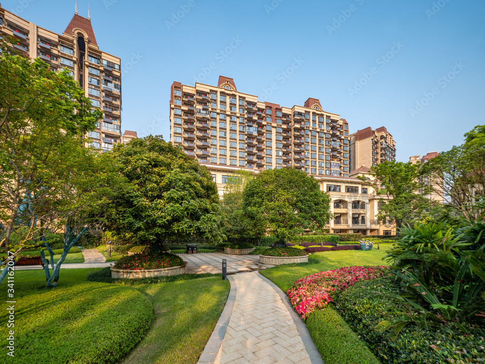 
Chinese modern high-rise residential and garden landscape 