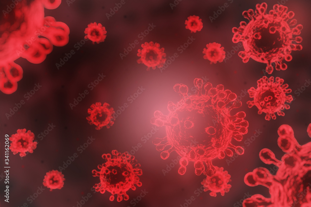 3D image of a virus against the background, Coronavirus 2019-nCov, Novel coronavirus concept and asian flu or