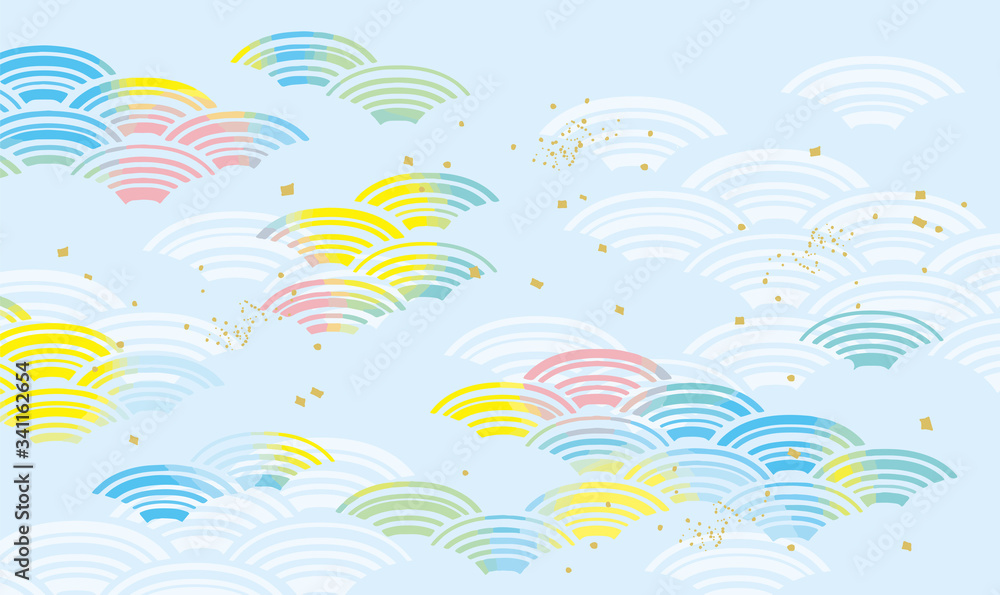 優しい水彩和柄背景 優しい水彩和柄背景