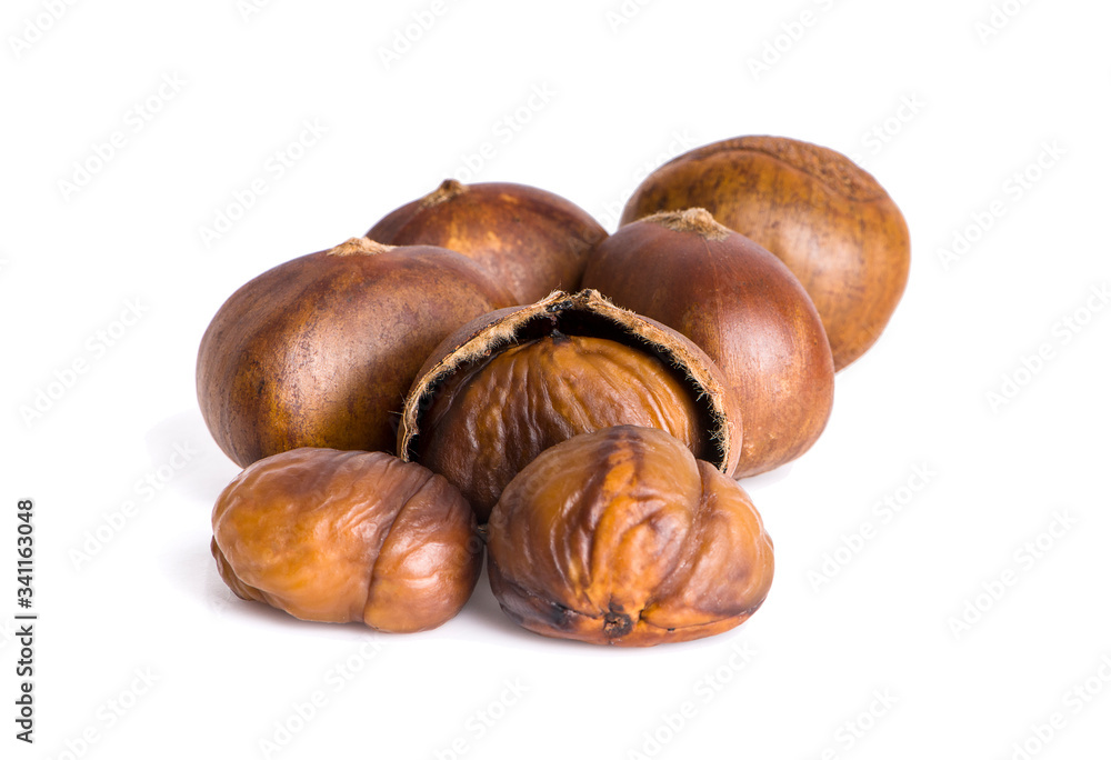 Chestnuts an isolated on white background Chestnuts an isolated on white background