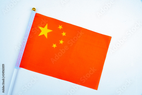 Flag of China on a white ba...