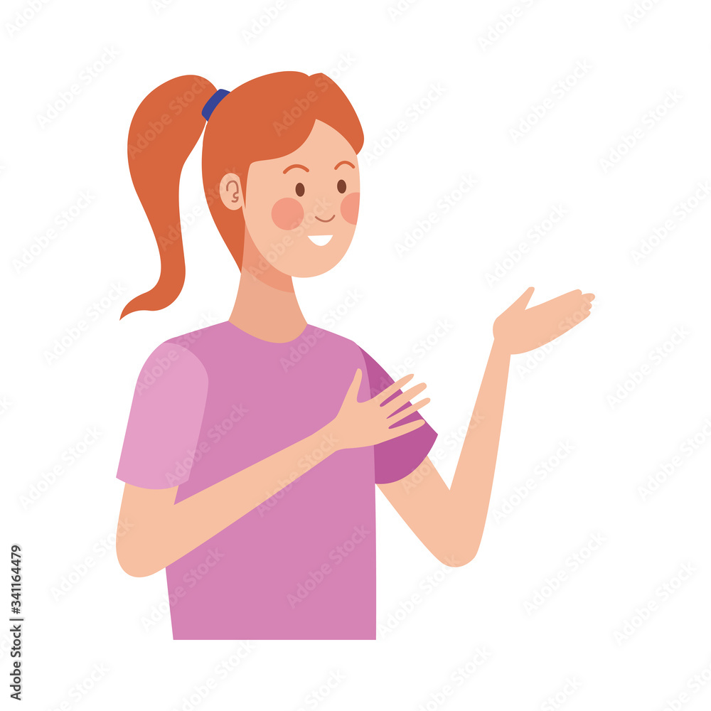 happy young woman avatar character happy young woman avatar character