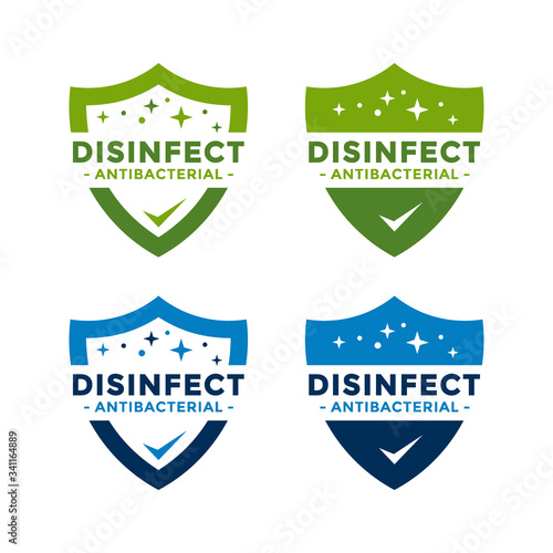 Disinfectant Logo Vector. Antibacterial logo design. Drop and shield vector design for poster, banner, flyer.