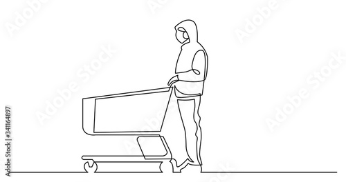 continuous vector line drawing of doctor checking his mobile phone