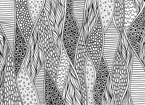 Doodle pattern for coloring book for adults. Coloring page with floral organic ornament. Psychedelic texture. Vector illustration