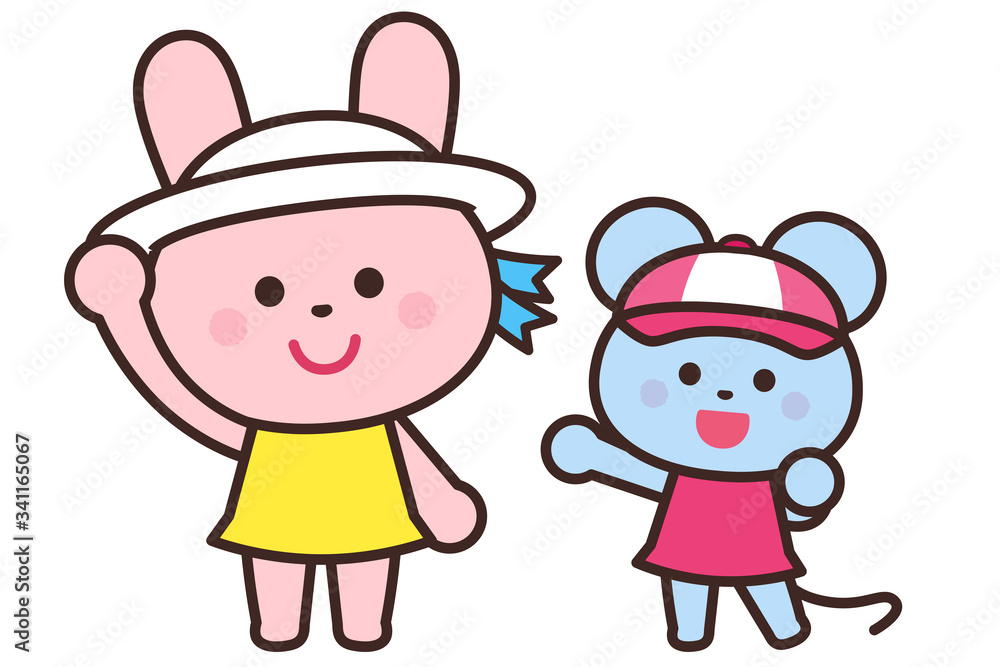 Prevention of heat stroke / Wear a hat / Rabbit and mouse Prevention of heat stroke / Wear a hat / Rabbit and mouse