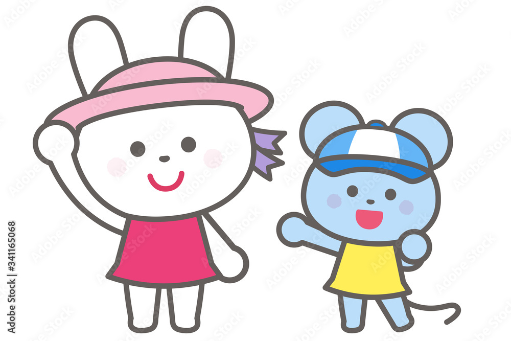 Prevention of heat stroke / Wear a hat / Rabbit and mouse Prevention of heat stroke / Wear a hat / Rabbit and mouse