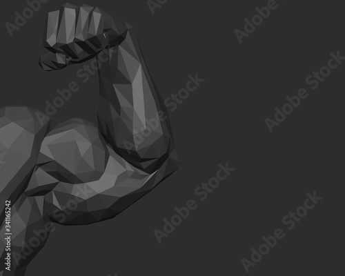 Abstract  polygonal muscle illustration. Powerful hand muscle.
