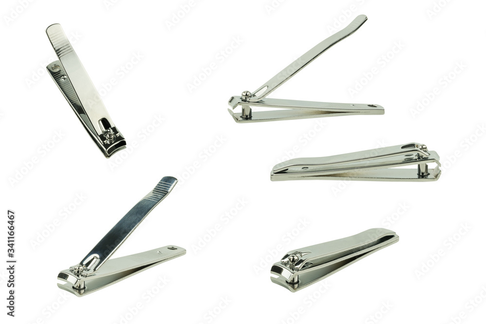 silver nail cutter isolated on white background silver nail cutter isolated on white background