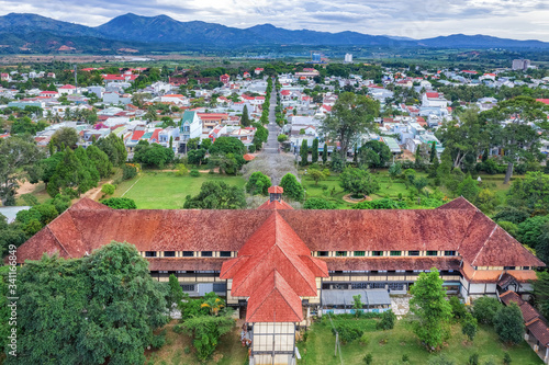 Aerial view of Kon Tum seminary, Kon Tum, Vietnam.