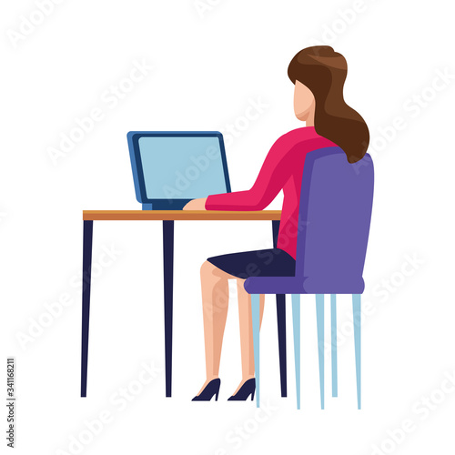 woman working in laptop character