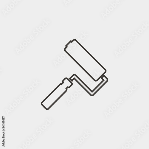 roller paint brush icon vector illustration and symbol for website and graphic design