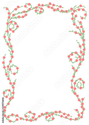 Wallpaper Mural green leaves and branches with pink flowers. floral frame. rectangle border. design element for ad, cover, banner, card, flyer. vector illustration. summer template. spring background Torontodigital.ca