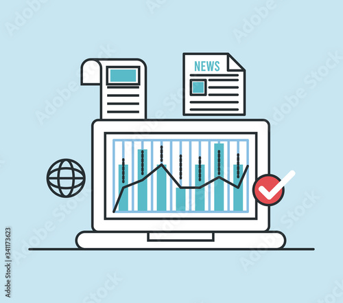 economic recession infographic with laptop