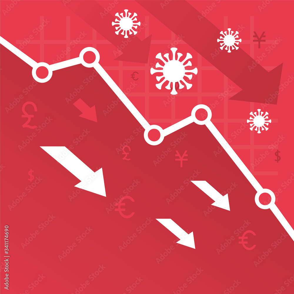 economy and covid19 statistics with arrows economy and covid19 statistics with arrows