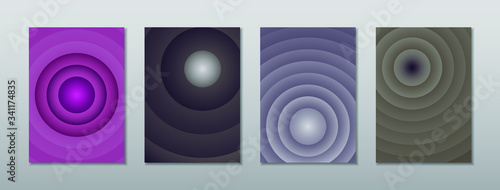 A4 abstract color 3d circle art illustration set. Gradient colors. Vector design layout for banners presentations, flyers, posters and invitations. Eps10.