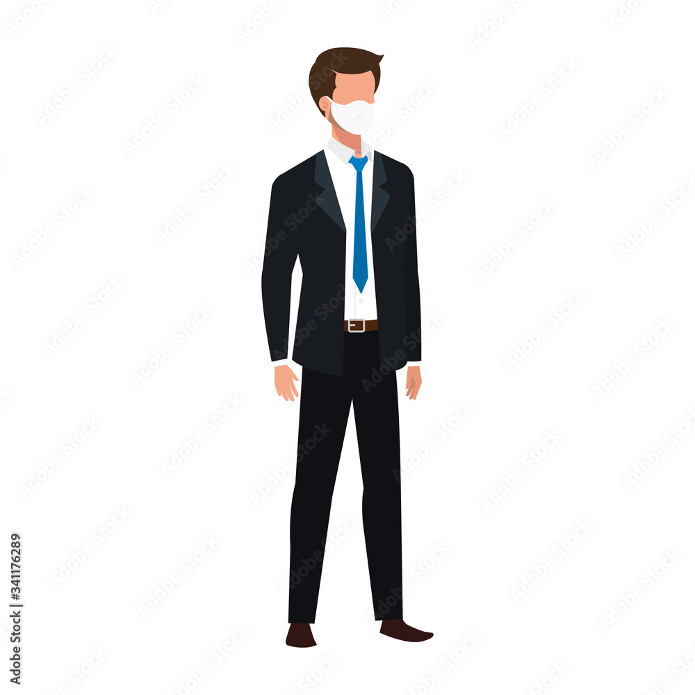 businessman using face mask isolated icon vector illustration design businessman using face mask isolated icon vector illustration design