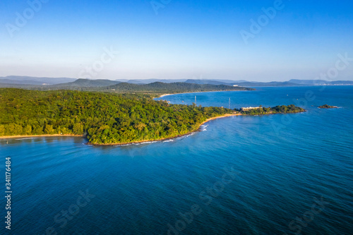 Aerial view of Long beach or Dai beach on Phu Quoc island, Kien Giang, Vietnam