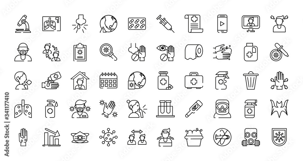 bundle of covid19 set icons bundle of covid19 set icons