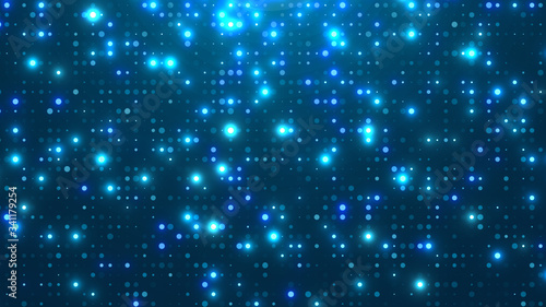 Dot white blue pattern screen led light gradient texture background. Abstract technology big data digital background. 3d rendering.