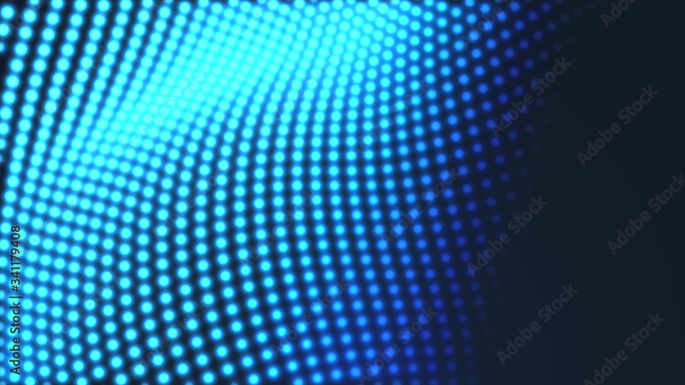Naklejka premium Dot blue wave light screen gradient texture background. Abstract technology big data digital background. 3d rendering.